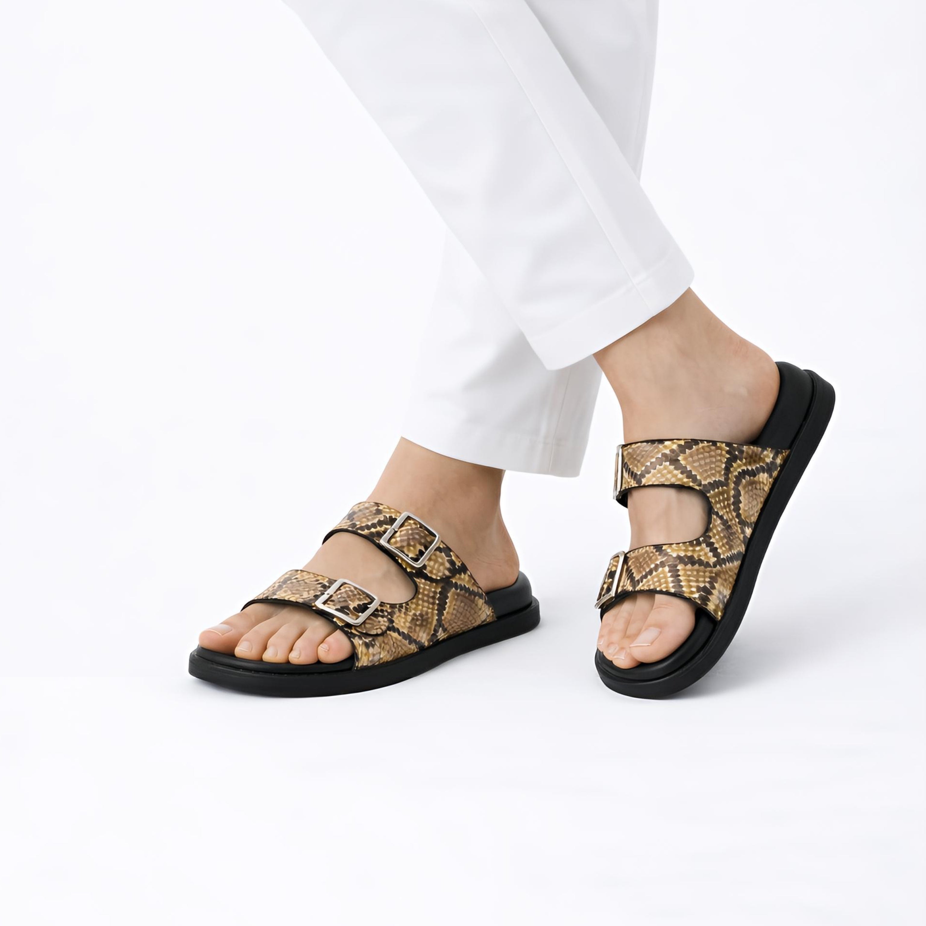 Arizona Snakeskin Sandals (Original Brown)