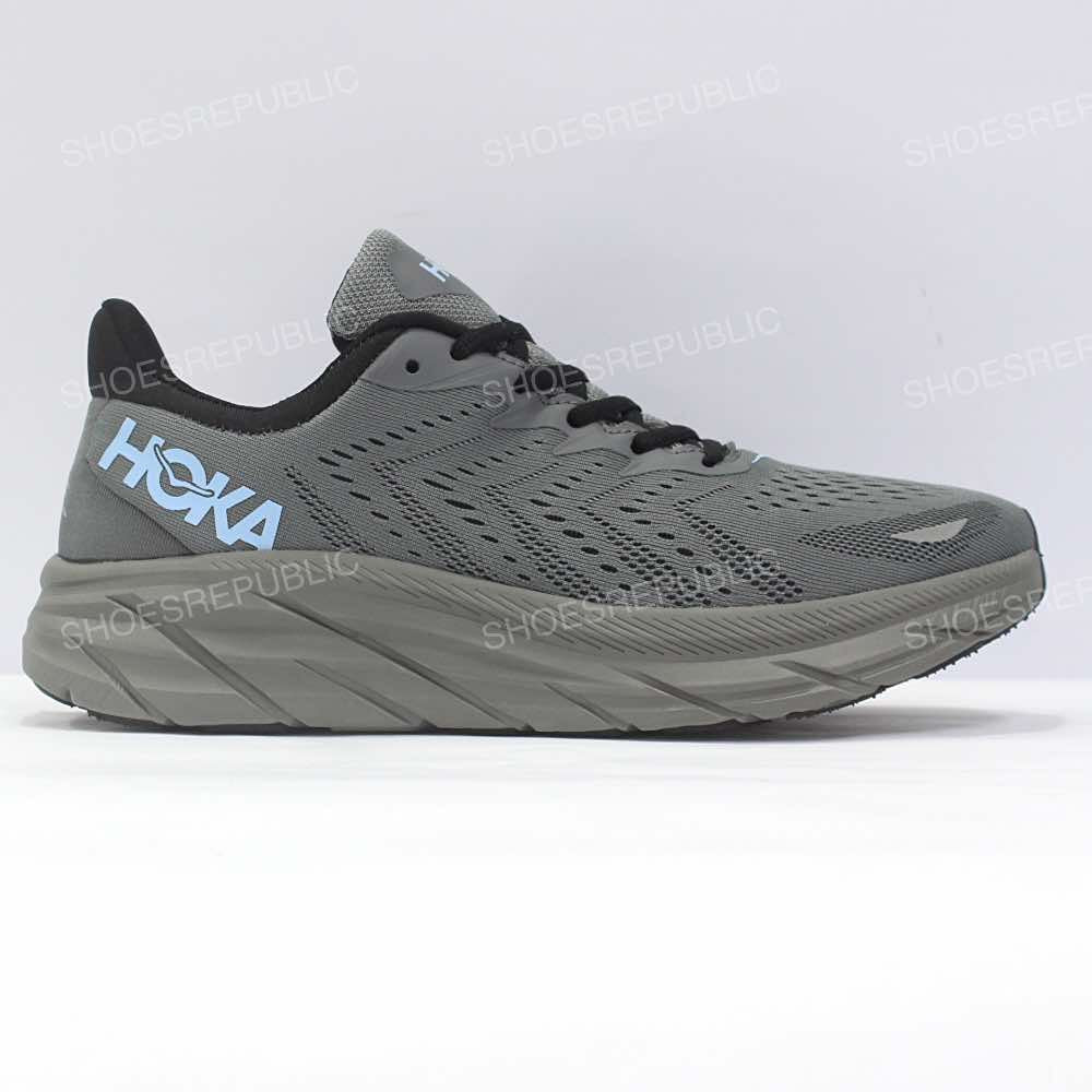 Hoka Clifton 8 Wolf Grey - Unisex Running Shoes - ShoesRepublic 