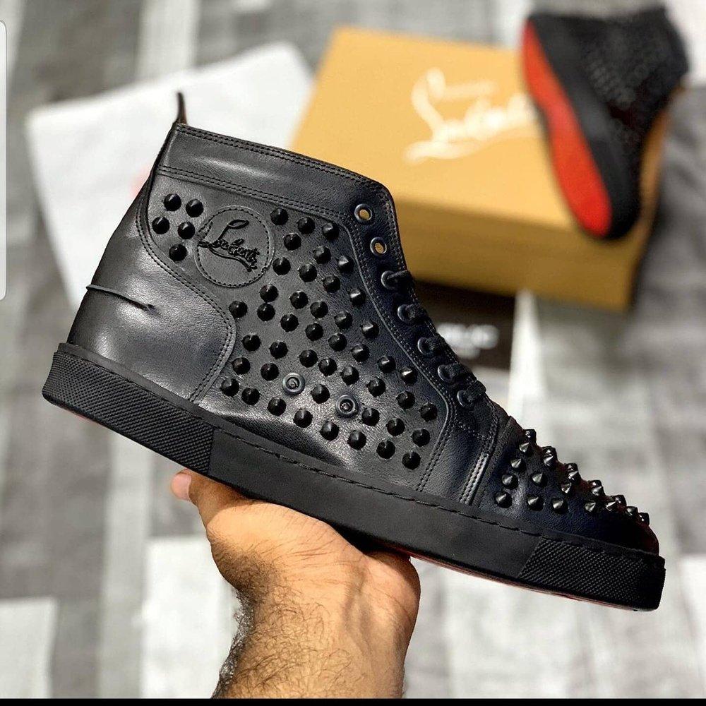 Loubbouttin Jrr Spiiked Hightops ”All Black” - ShoesRepublic 