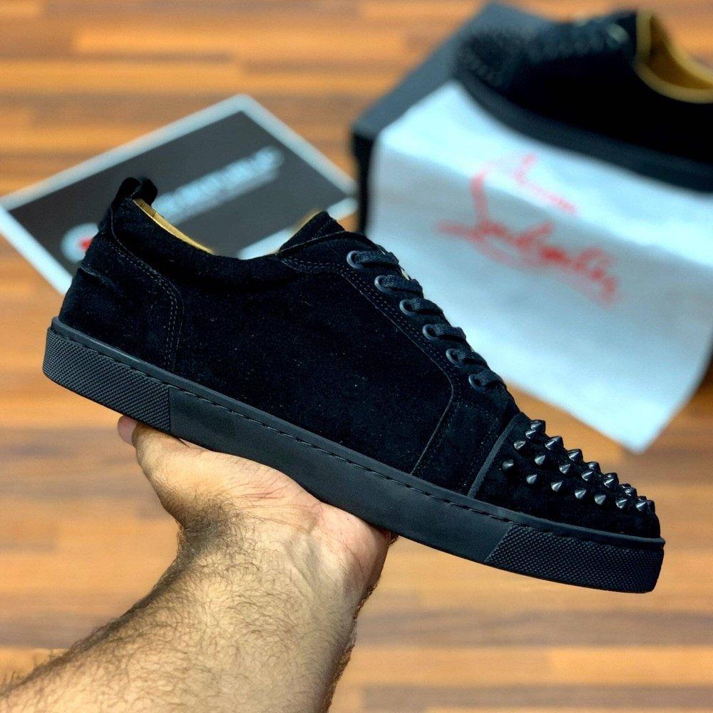 Loubbouttin jr spiked lows ”Matte Black” - ShoesRepublic 