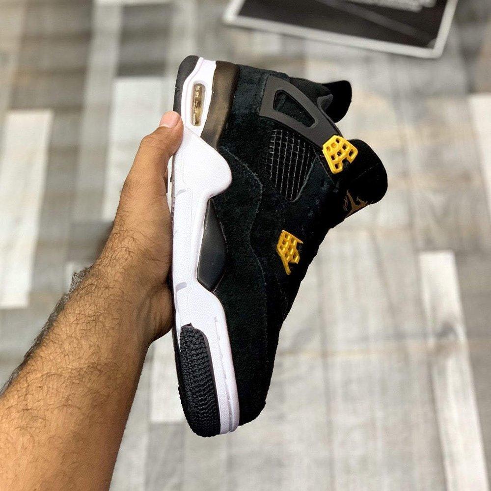 Air Jordan 4 Royalty - Black/Metallic Gold Sneakers | Classic Style with a Touch of Luxury - ShoesRepublic 