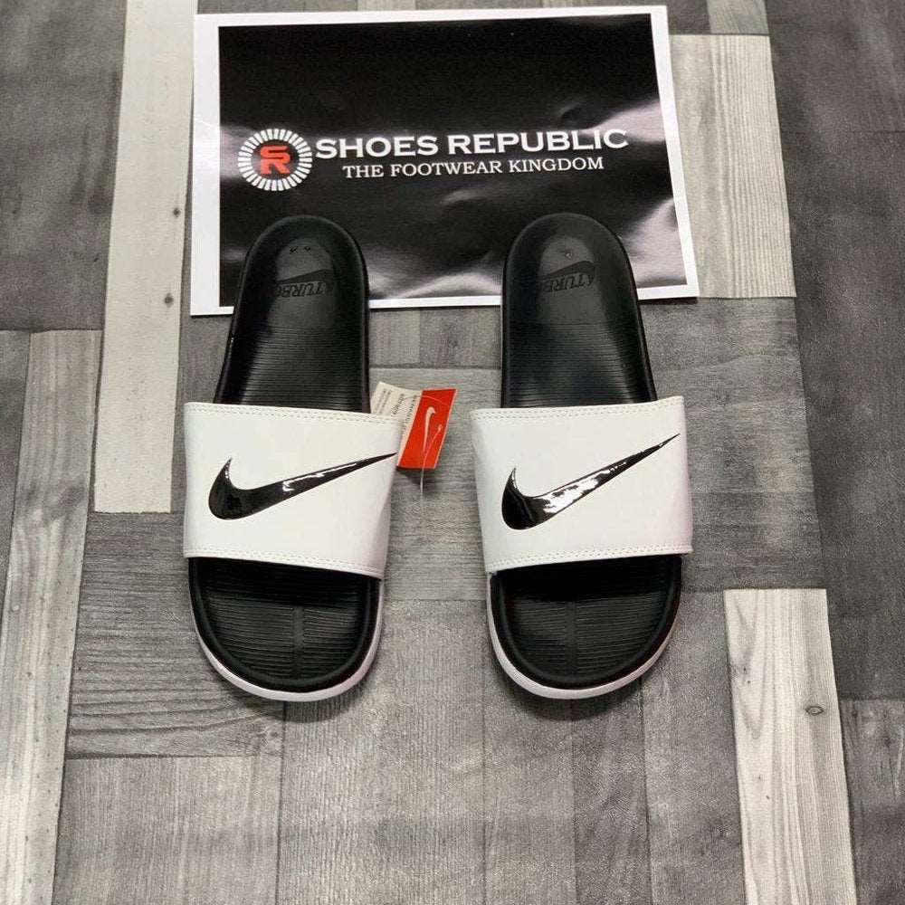 Nike Turboo Slide (White Black) - Panda Pool Slides - ShoesRepublic 