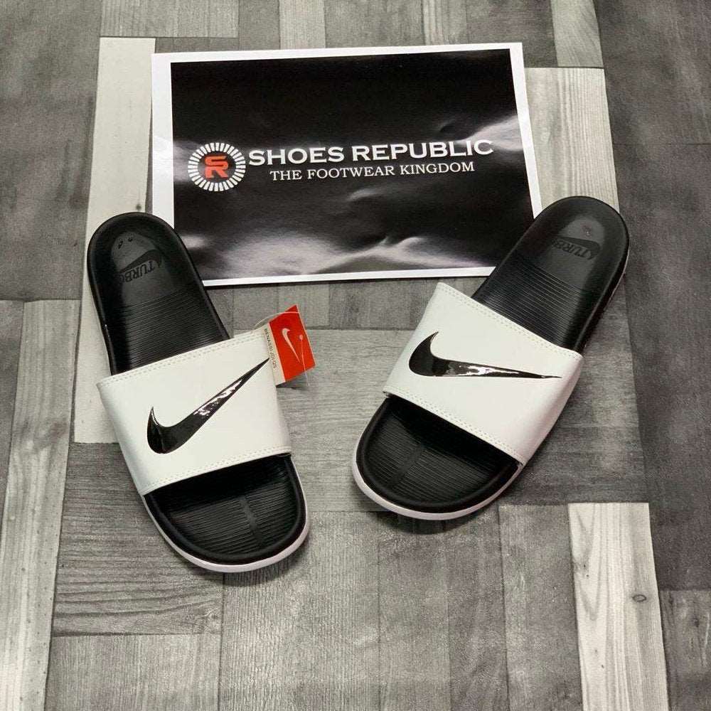 Nike Turboo Slide (White Black) - Panda Pool Slides - ShoesRepublic 