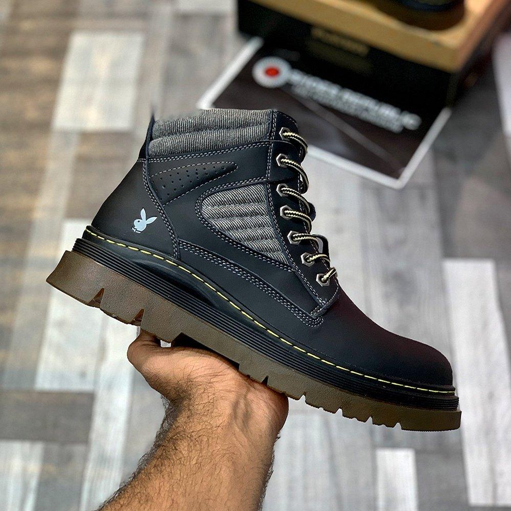 P-B Leather Boots (Charcoal) 
