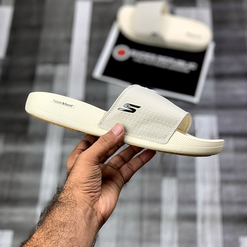 Skechers Hyperrbursst Recovery Edge Slide “Cream” - ShoesRepublic 